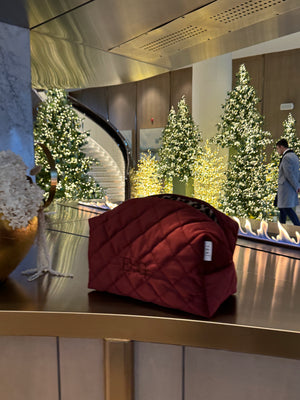Jumbo burgundy velvet vanity bag