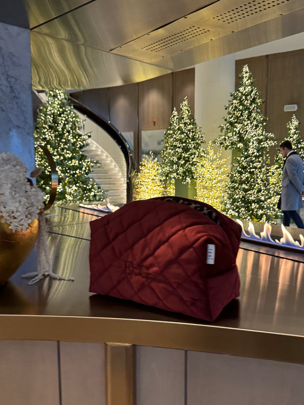 Jumbo burgundy velvet vanity bag