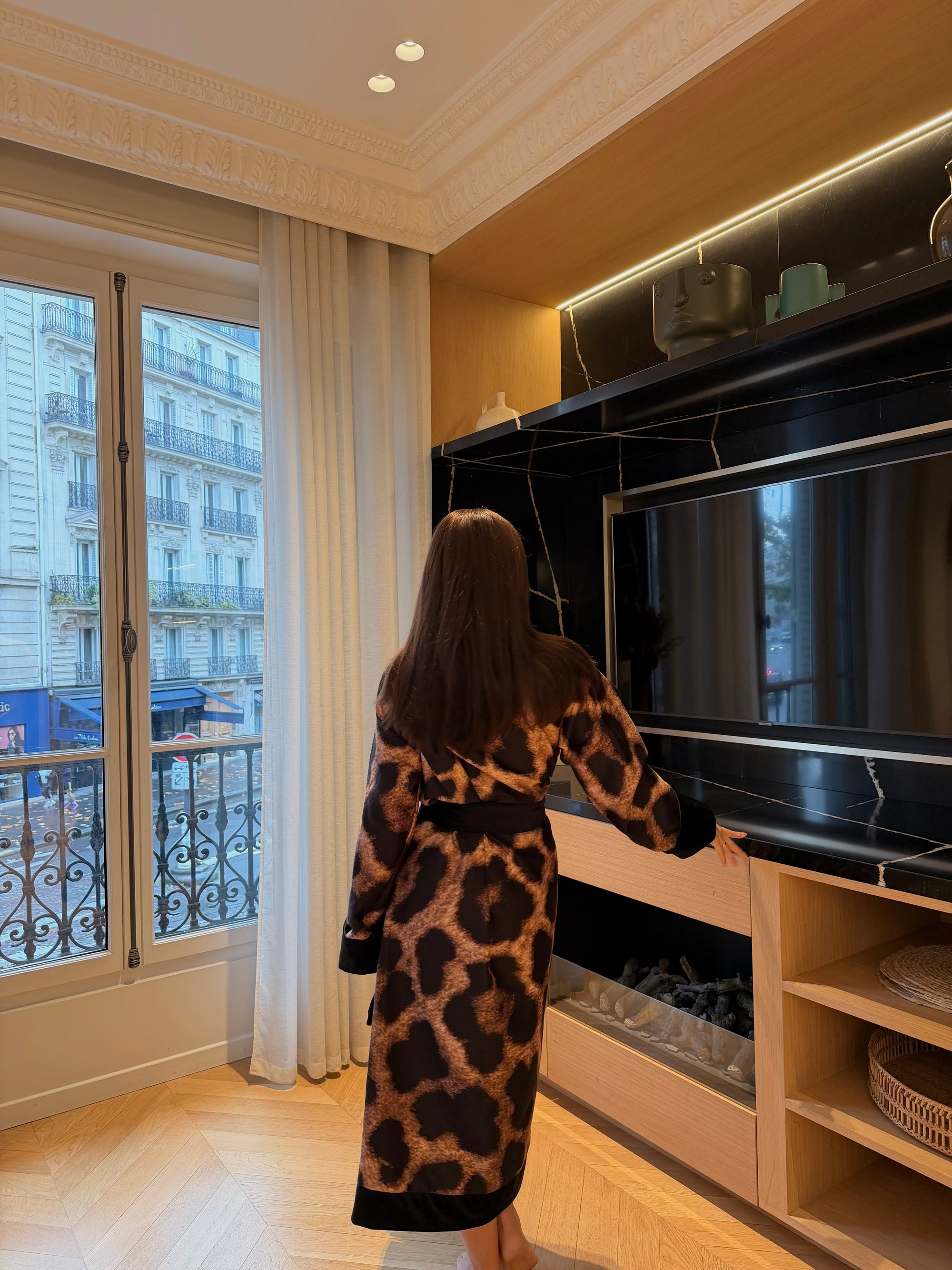 Leopard frotirni bademantil