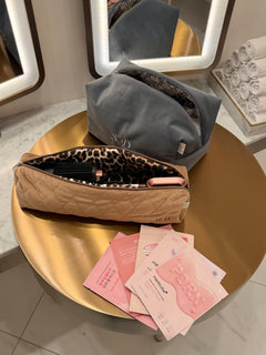 Jumbo dark gray velvet vanity bag