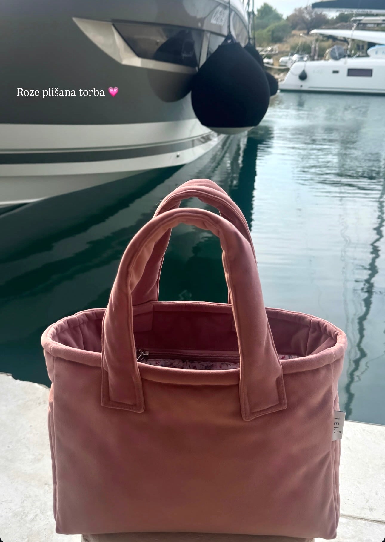 Roze pliš MINI torba