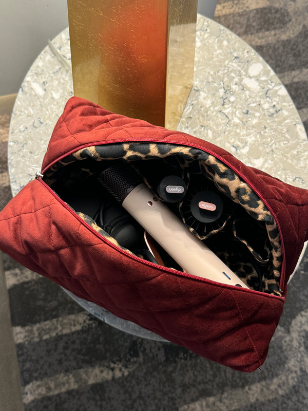 Jumbo burgundy velvet vanity bag