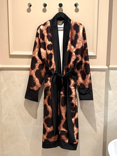 Leopard terry robe