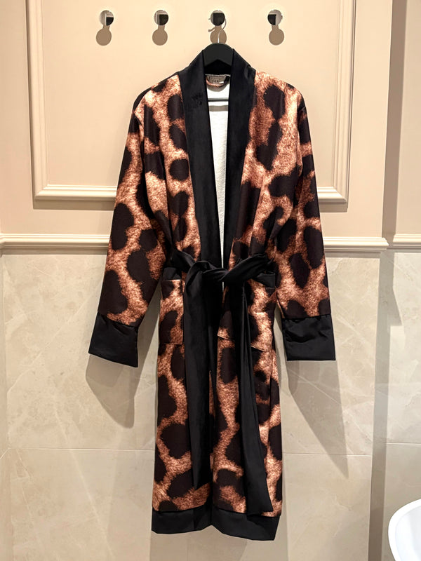 Leopard terry robe