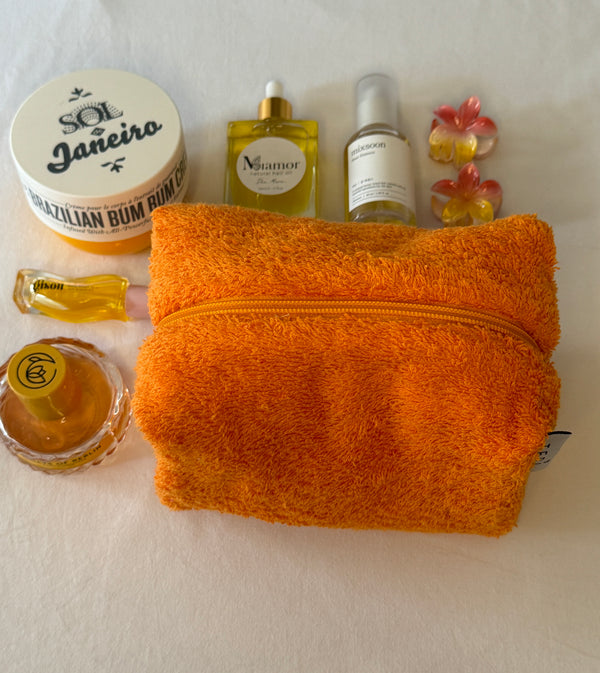 Orange terry vanity bag