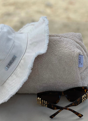 Beige terry vanity bag