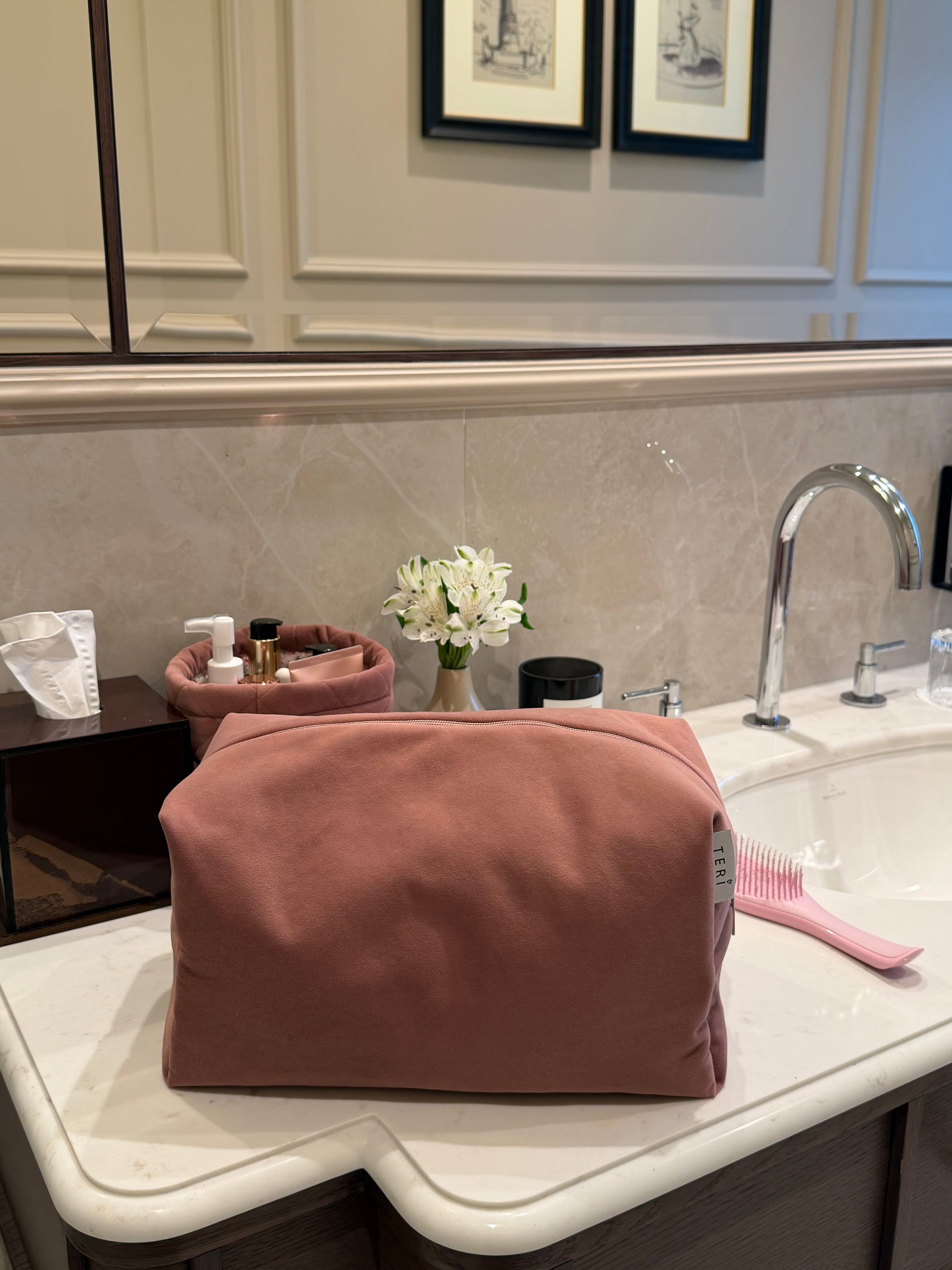 JUMBO roze pliš neseser