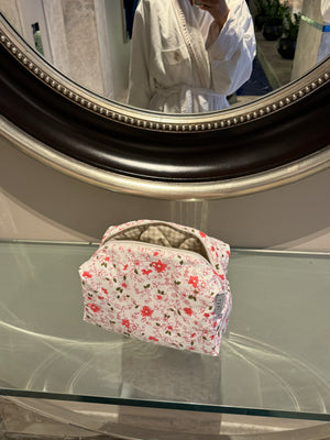 White floral vanity bag