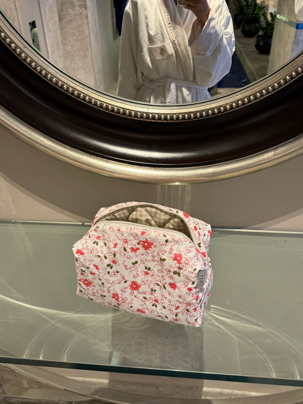 White floral vanity bag