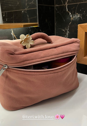 Big soft pink velvet beauty case