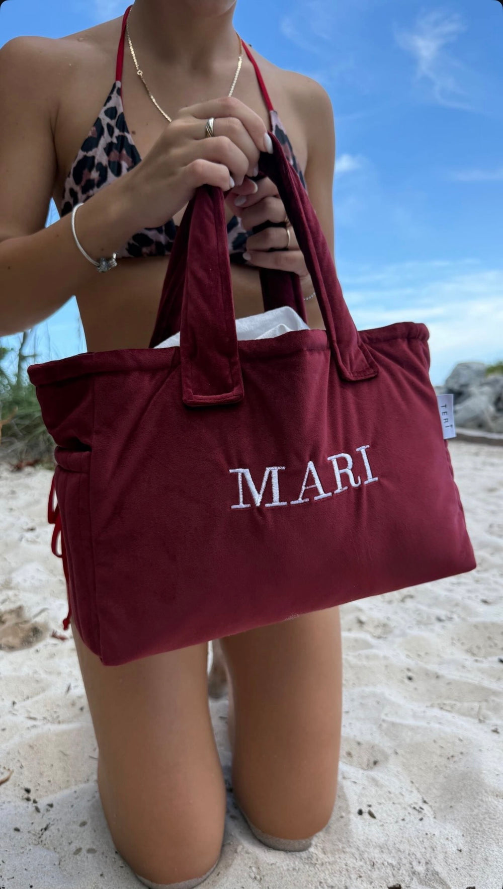 Burgundy velvet mini bag