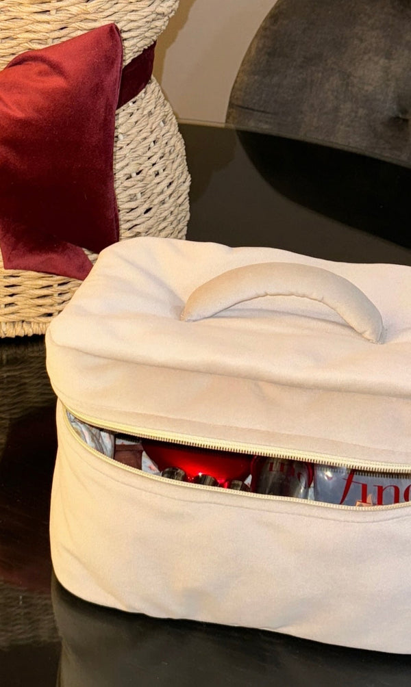 Big light beige velvet beauty case