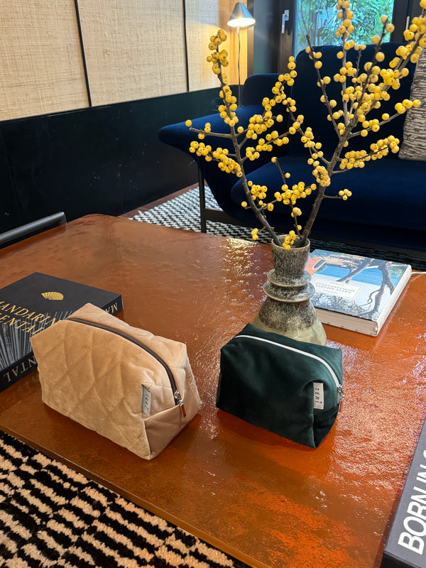 Golden velvet vanity bag