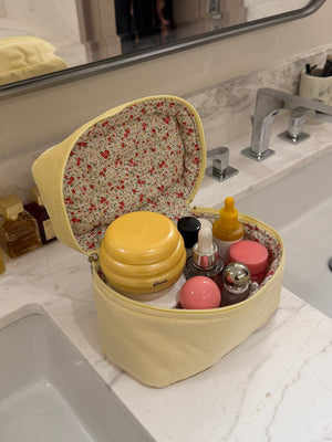 Mini yellow velvet beauty case