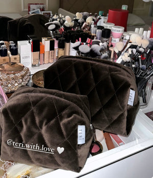 Dark brown velvet vanity bag