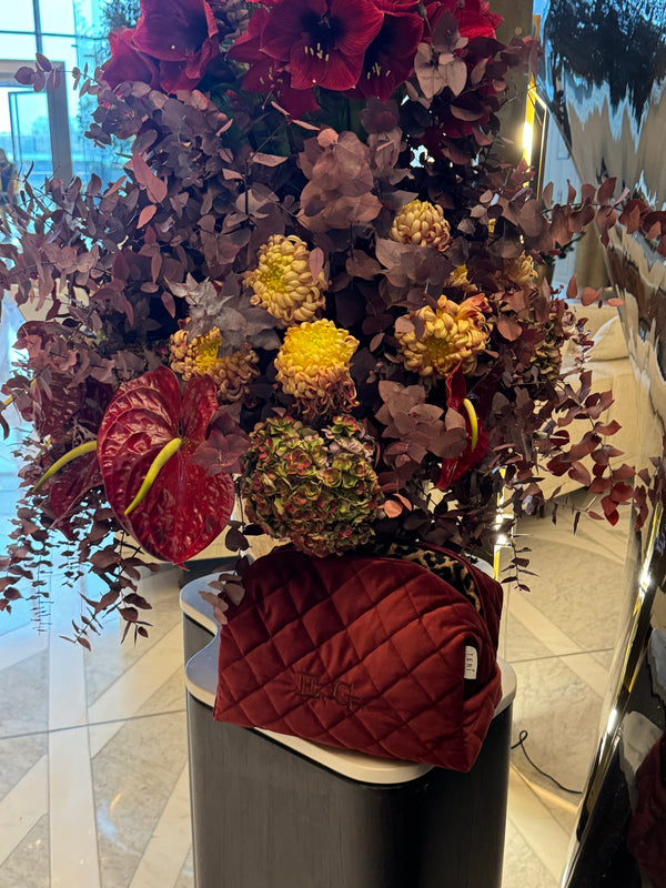 Jumbo burgundy velvet vanity bag