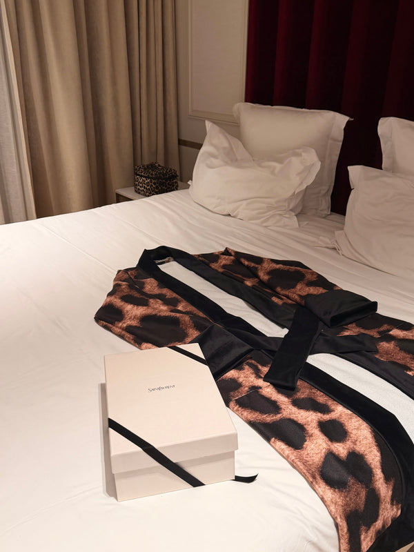 Leopard terry robe