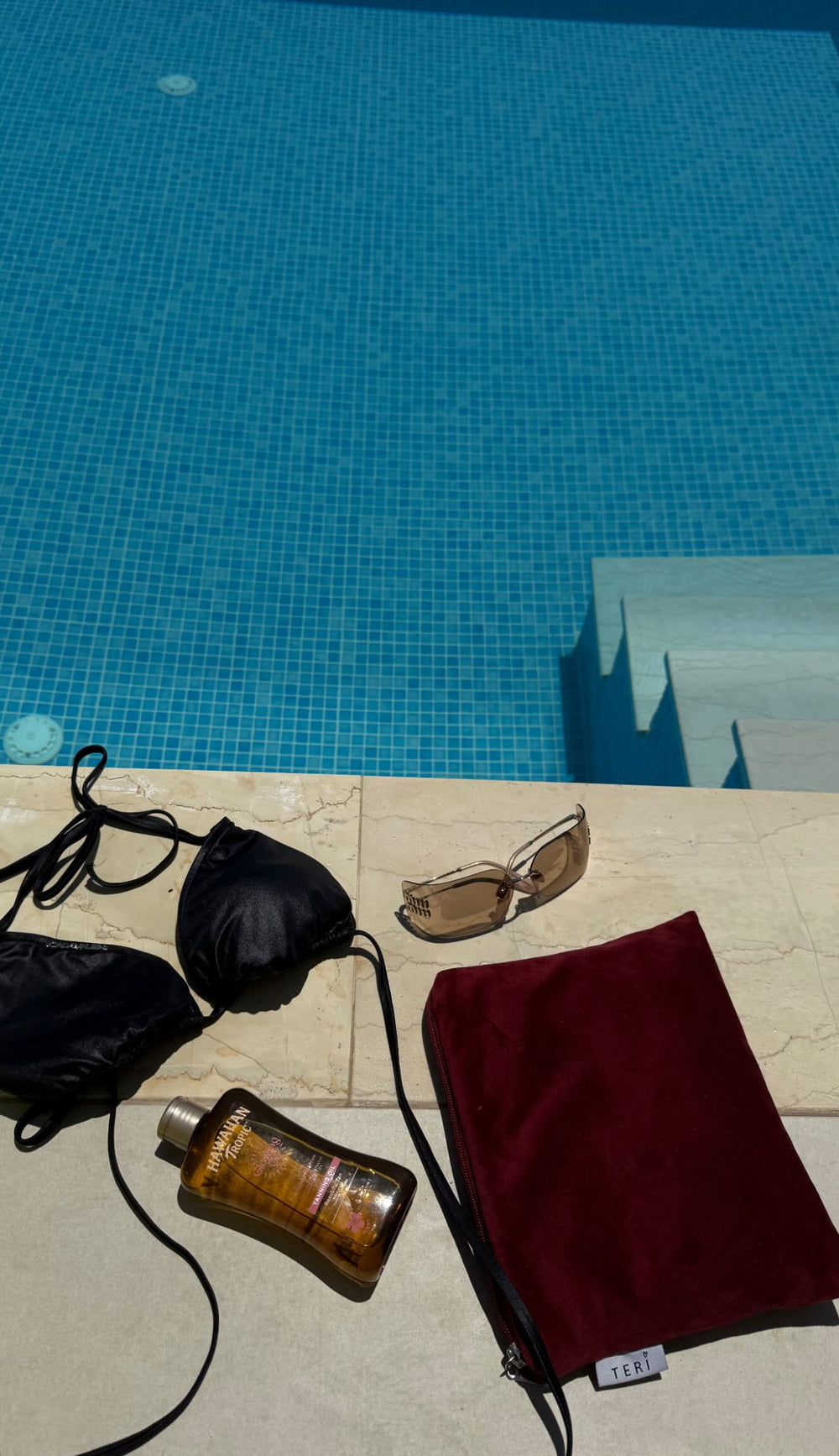 Burgundy velvet clutch