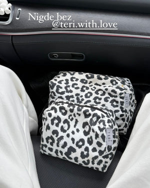White leopard vanity bag