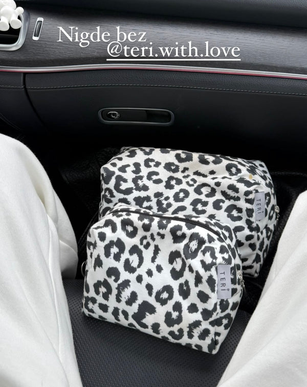 White leopard vanity bag