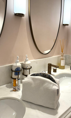 White waffle vanity bag