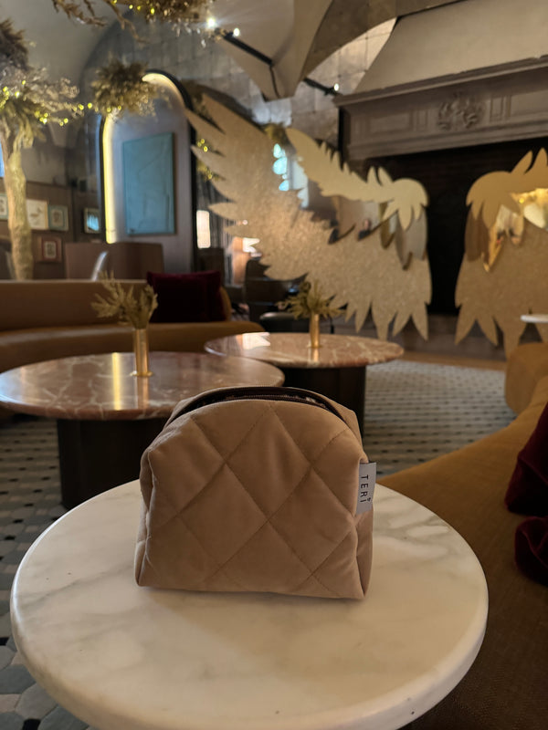 Golden velvet vanity bag