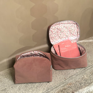 Big soft pink velvet beauty case