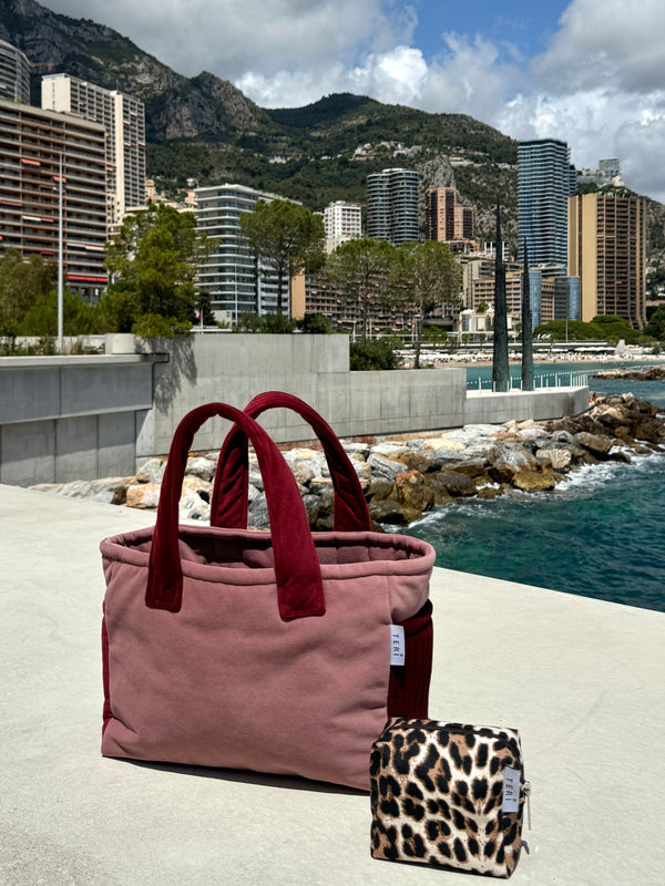 Soft pink/burgundy velvet mini bag