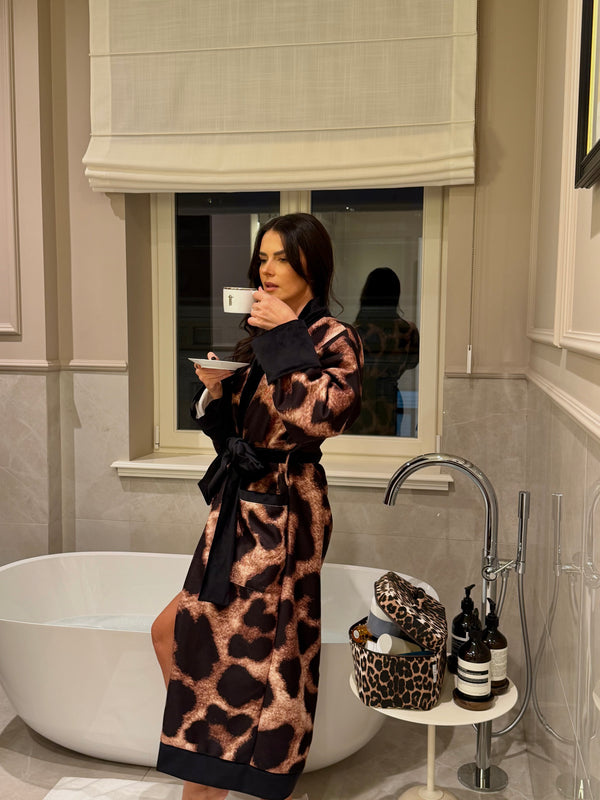 Leopard terry robe