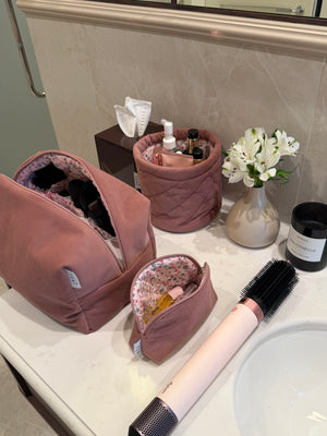 Soft pink velvet organizer