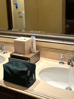 Green velvet vanity bag
