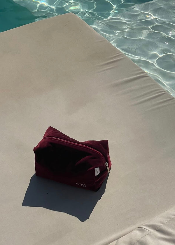 Burgundy velvet vanity bag