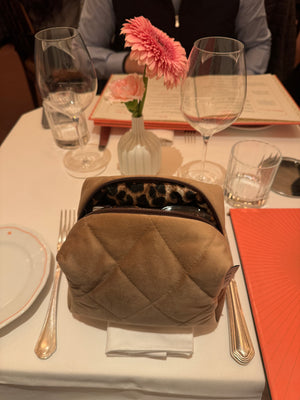 Golden velvet vanity bag