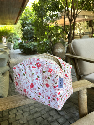 White floral vanity bag