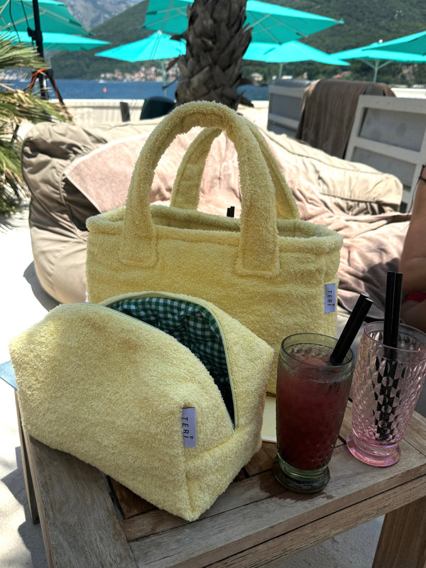 Yellow terry vanity bag