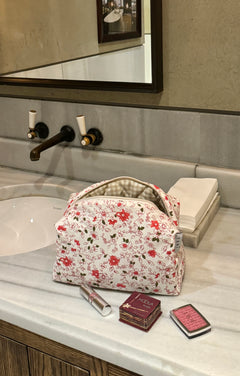 White floral vanity bag