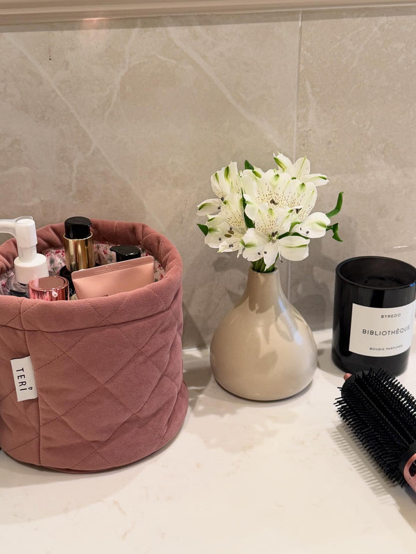 Soft pink velvet organizer