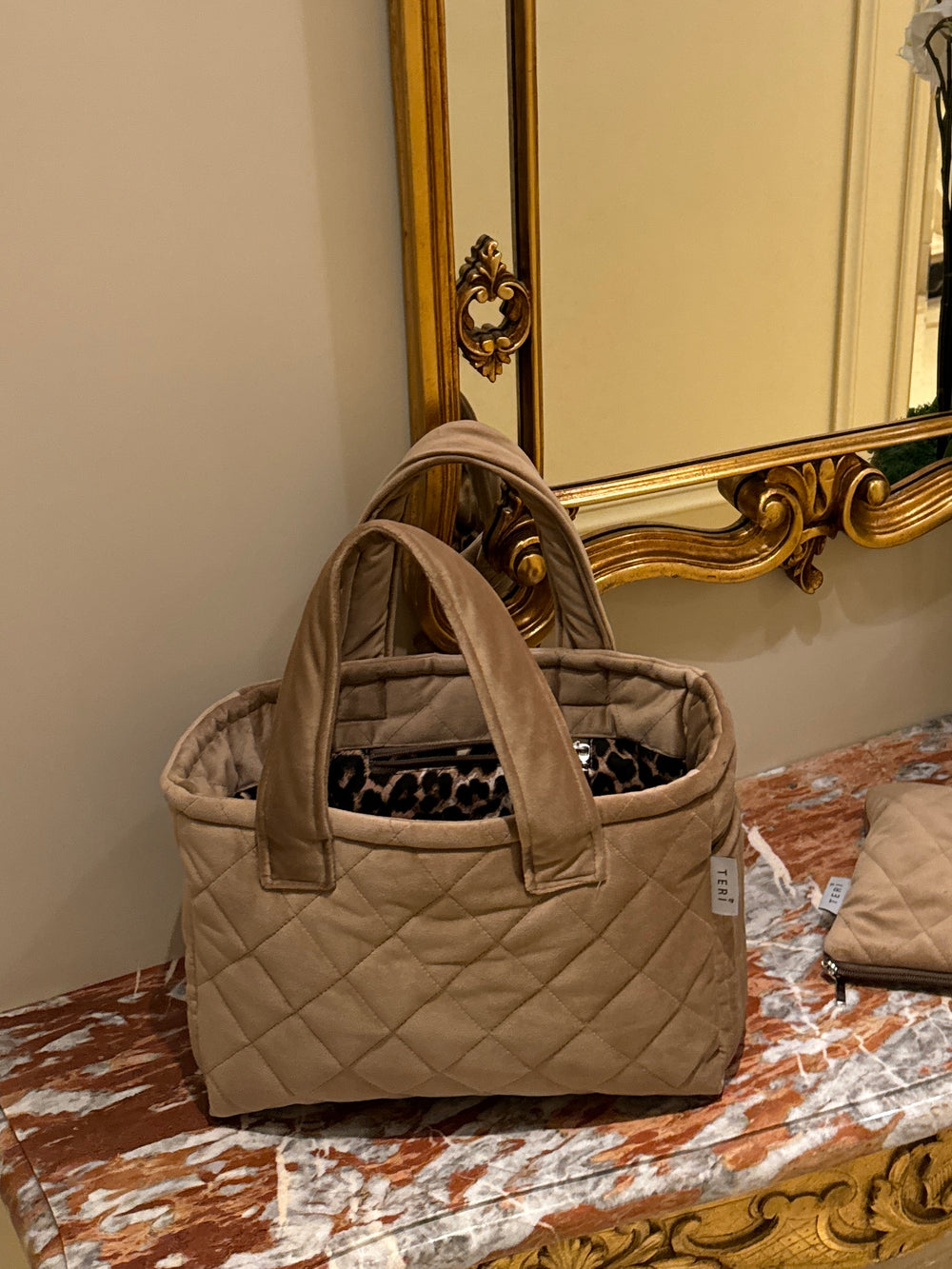 Golden velvet mini bag