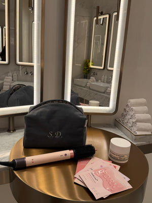 Jumbo dark gray velvet vanity bag