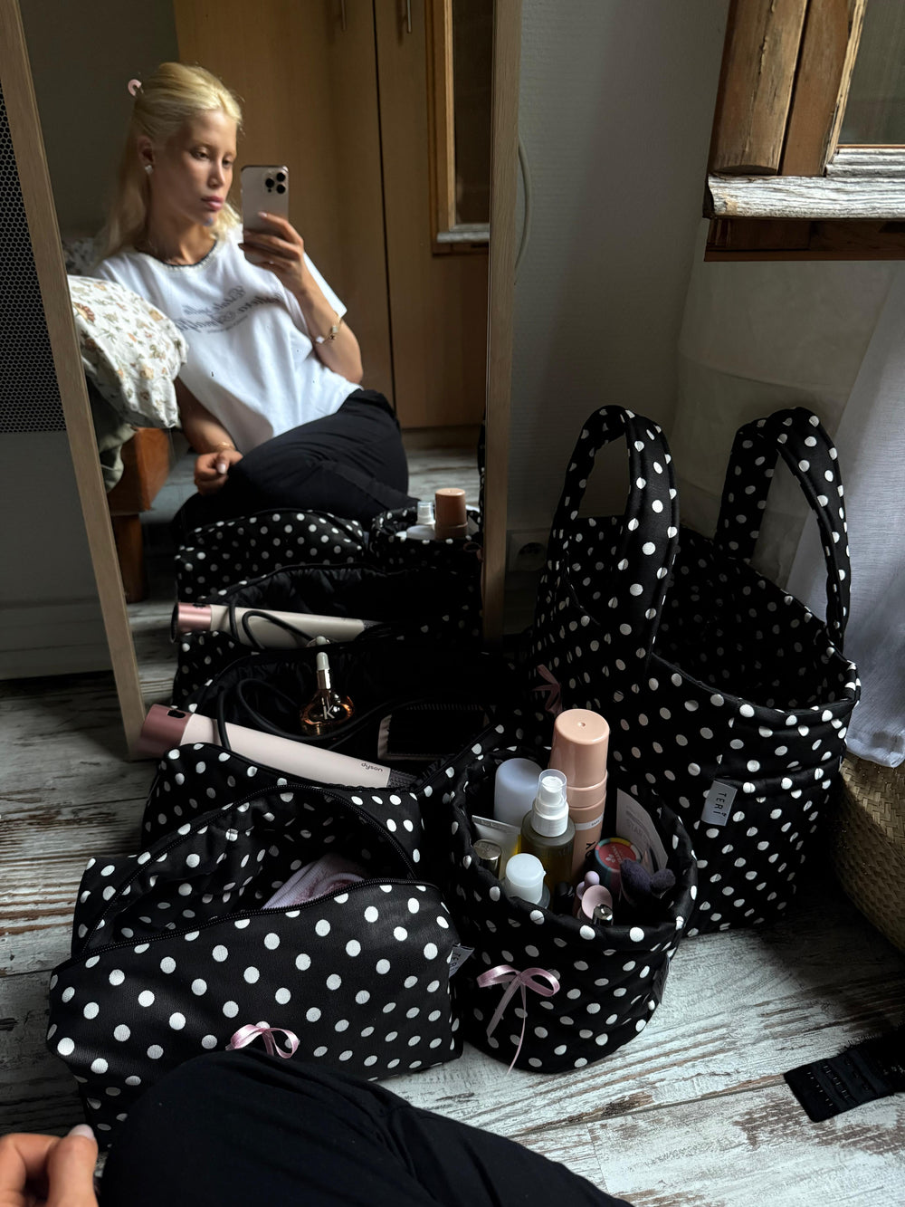 Polka dot vanity bag