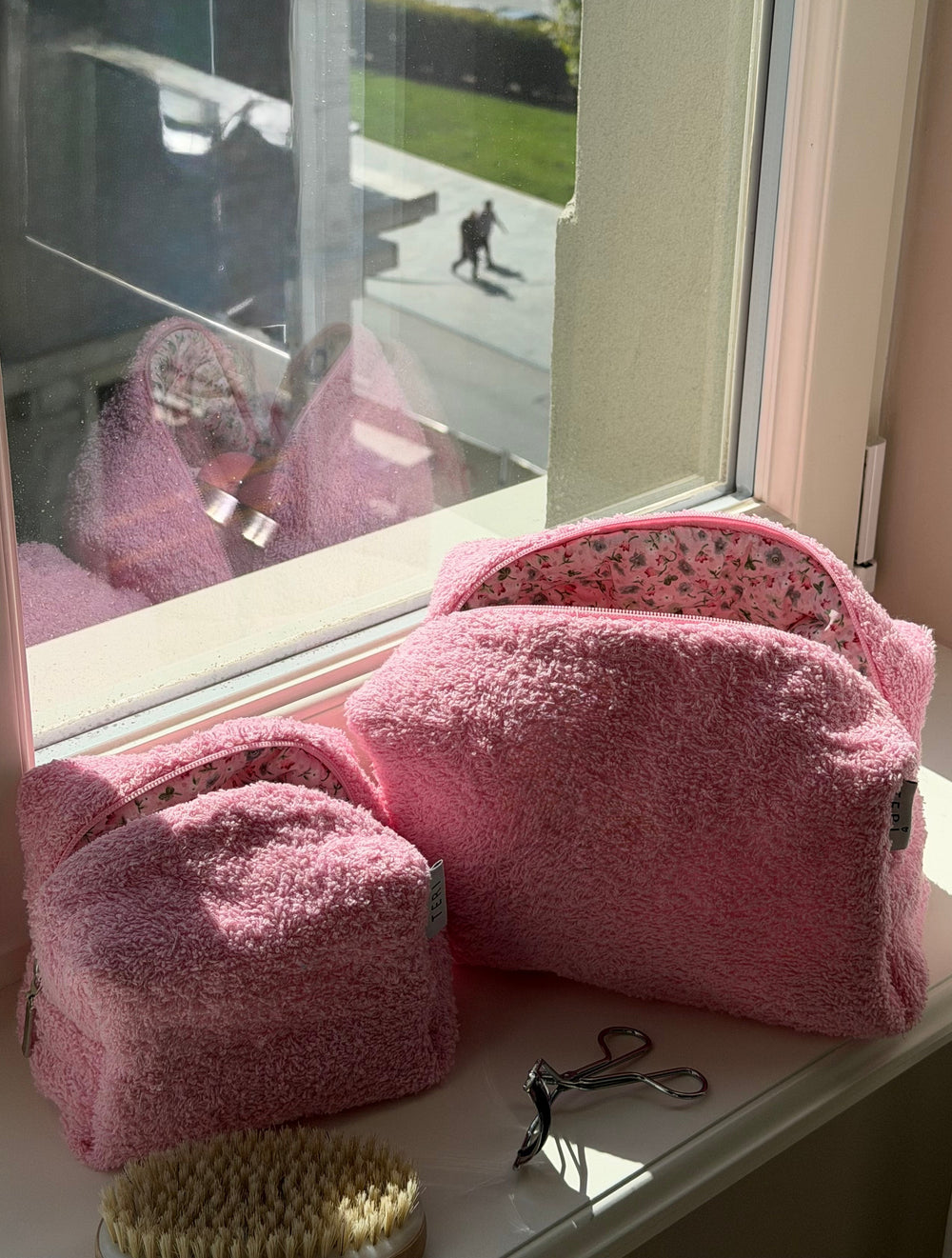 Pink terry vanity bag