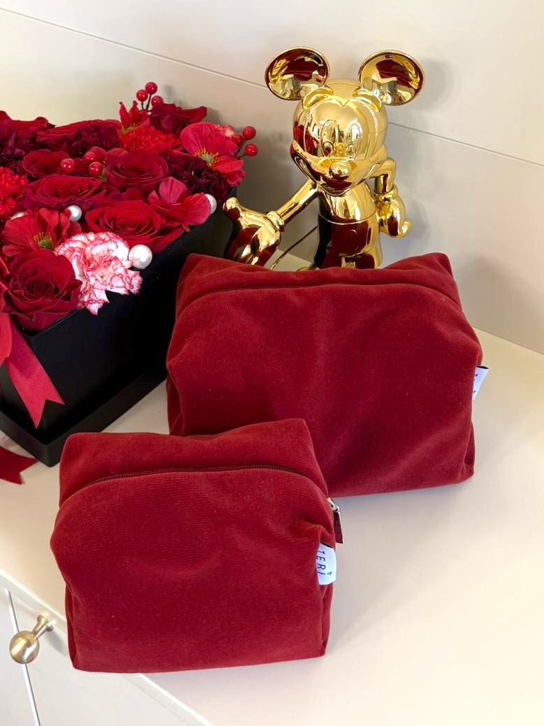 Red velvet vanity bag