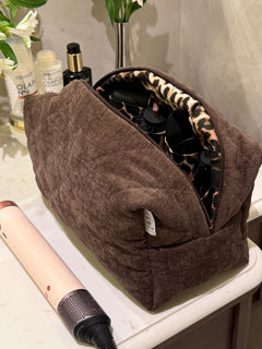 Jumbo brown velvet vanity bag