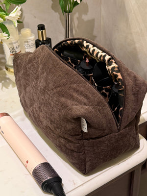 Jumbo brown velvet vanity bag