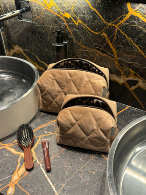 Golden velvet vanity bag