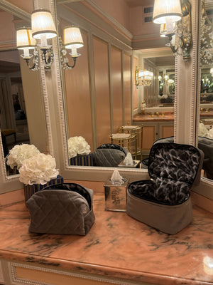 Big gray velvet beauty case