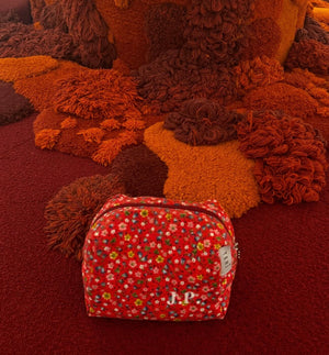 Red floral vanity bag