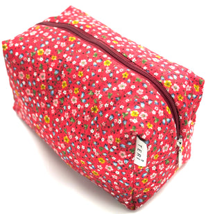Red floral vanity bag