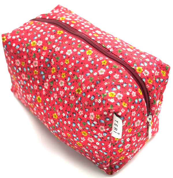 Red floral vanity bag
