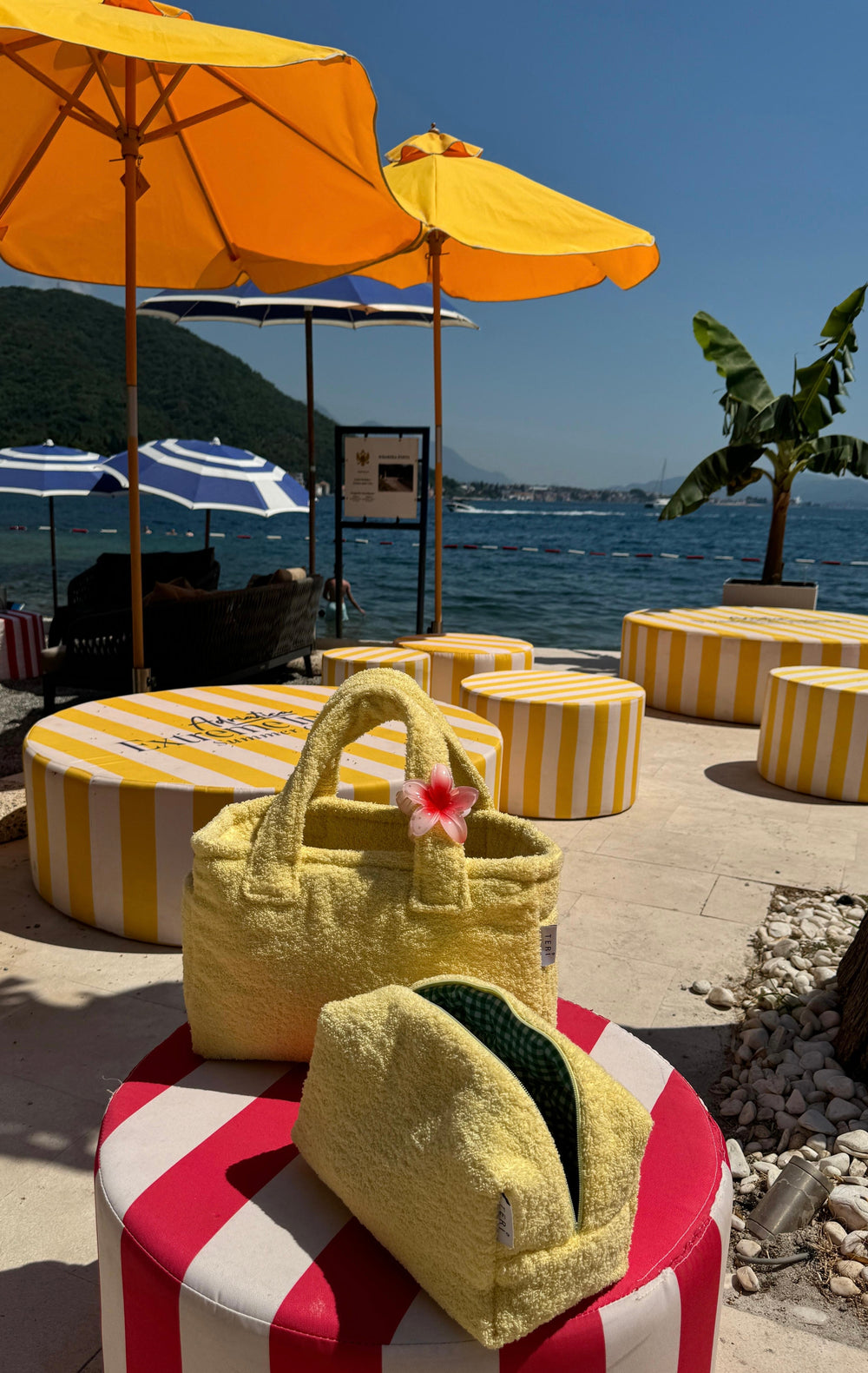 Yellow terry vanity bag